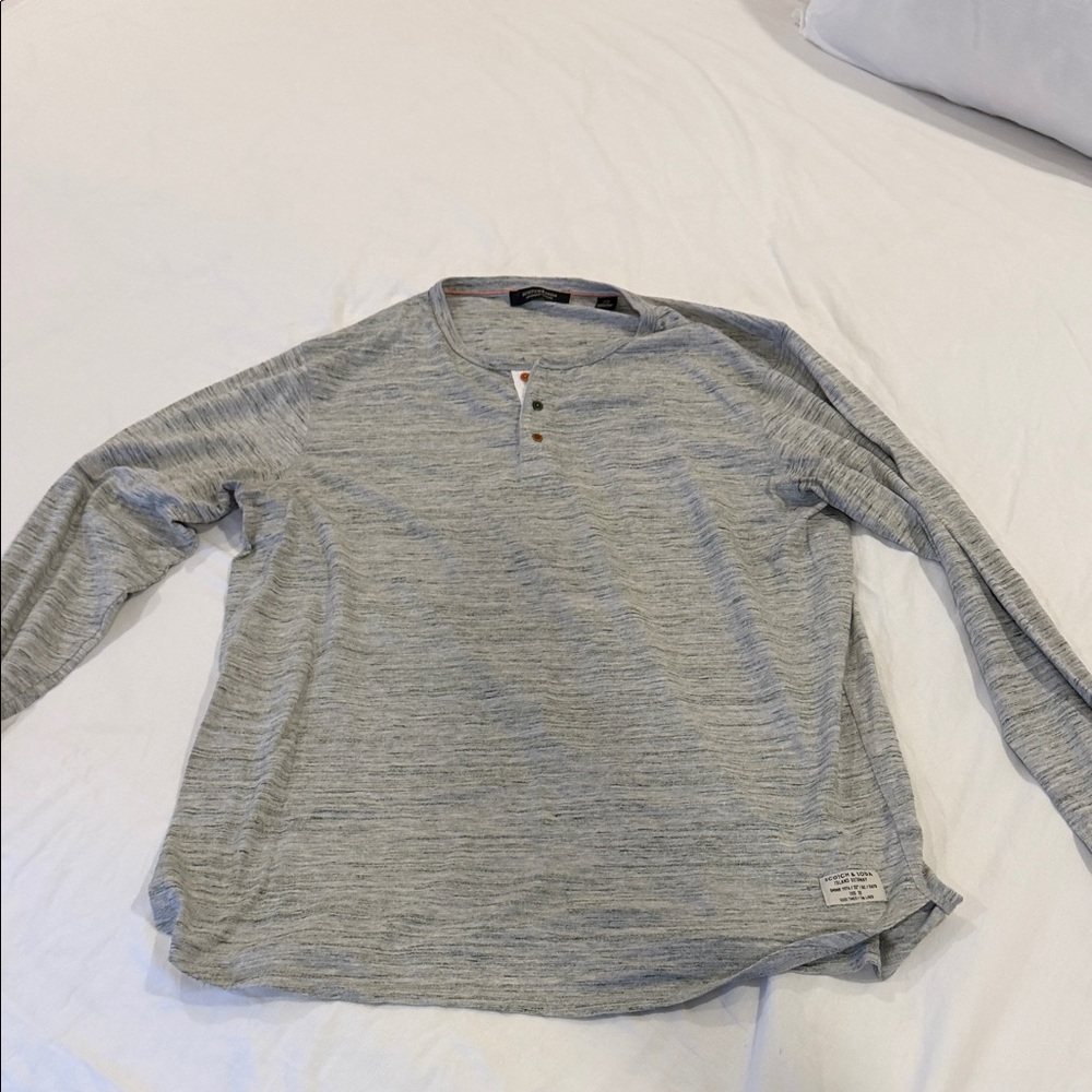 Scotch and Soda Gray Long Sleeve Henley Shirt